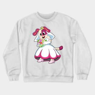 Dog as Bride with Wedding dress & Flowers Crewneck Sweatshirt